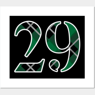 29 Sports Jersey Number Green Black Flannel Posters and Art